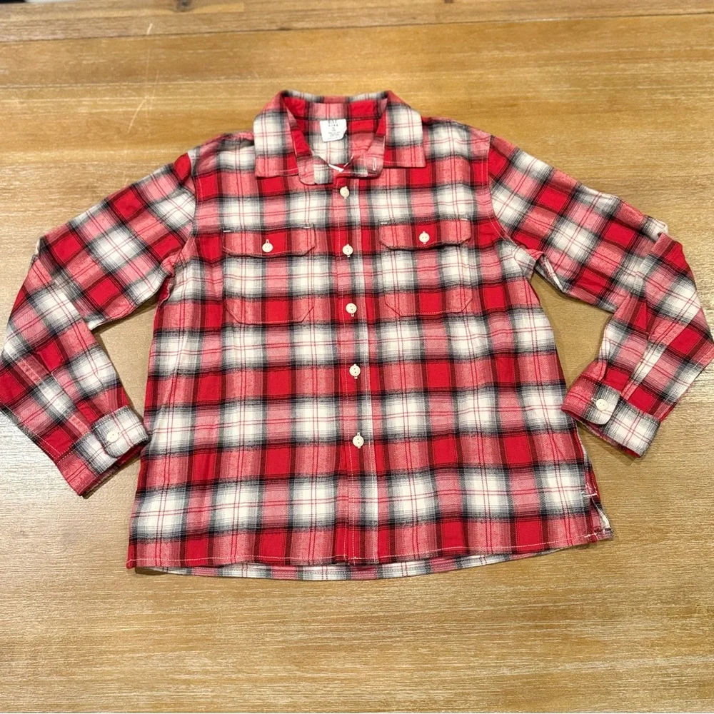 NWT Gap Kids Organic Cotton Flannel Red Plaid Button Front‎ Shirt Sz XL/12